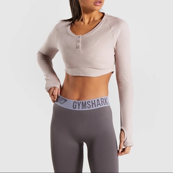 Legacy Fitness Long Sleeve Crop Top in Taupe - Picture 7 of 11